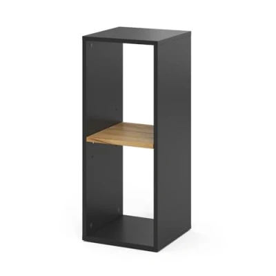 Afbeelding van Vicco TomyBoekenkast 30 x 74 cm met 2 open vakken Antraciet/gouden eik