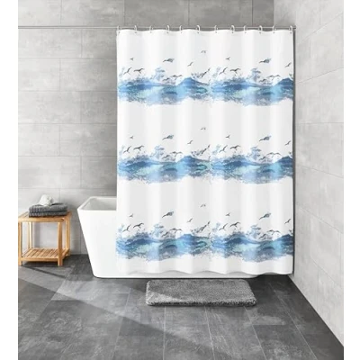 Afbeelding van Kleine Wolke 0856733352 douchegordijn Seaside, 240 x 180 cm, krokusblauw