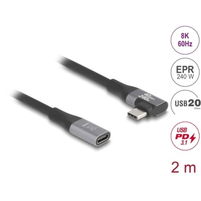 Afbeelding van Delock USB 20 Gbps Verlängerungskabel gewinkelt links / rechts PD