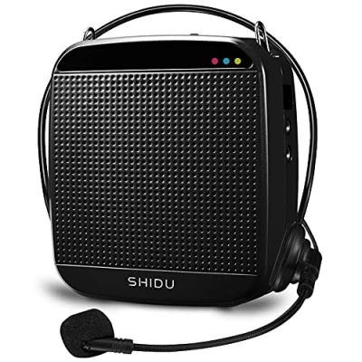 Afbeelding van SHIDU Spraakversterker draagbare oplaadbare Bluetooth luidspreker met (15 W) 7,4 V/2000 mAh lithium batterij en microfoon headset, mini stemversterker voor leraren, reizigers, vergaderingen