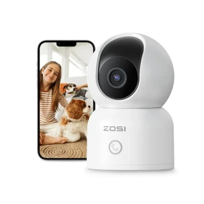 Afbeelding van ZOSI 1080P Wi Fi Beveiligingscamera Binnen, 360 Draaibare IP Camera Binnenshuis met ONE Touch Call voor Huisdier, Honden, Baby, AI People Detection, C518