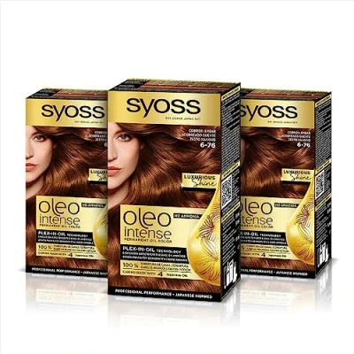 Afbeelding van Syoss Oleo Intense Haarkleur Kleurstof 100% Pure Oliën 0% Amonia 6 76 Warm Koper ( 3er Pack )