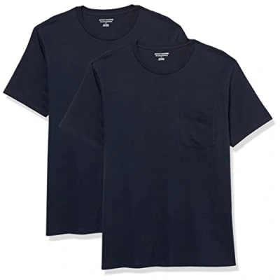 Afbeelding van Amazon Essentials Heren Slim Fit T shirt met korte mouwen en ronde hals, 2 stuks, marineblauw, XS