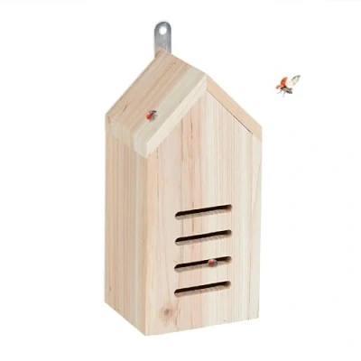 Afbeelding van Relaxdays lieveheersbeestjes hotel houten insectenhotel klein lieveheersbeestkastje