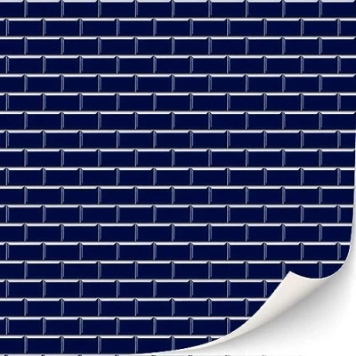 Afbeelding van Zelfklevende wandtegels, badkamertegels, keukentegels, metrotegels voor poppenhuizen, schaal 1:12, geglazuurde metrotegels, donkerblauw, 3 vellen