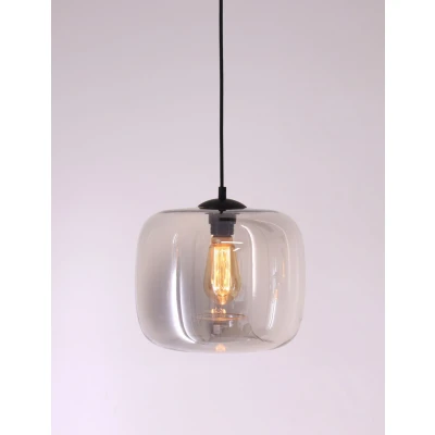 Afbeelding van Hanglamp Blok folded getint grijs glas diameter28cm