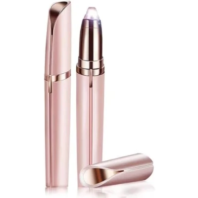 Afbeelding van wenkbrauwtrimmer voor vrouwen, trimmer, elektrisch, pijnloos, haarverwijderaar wenkbrauwscheerapparaat, lippen, snor en kin met wenkbrauwkam (roségoud)