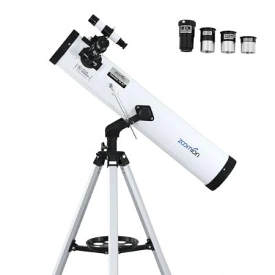 Afbeelding van Zoomion Stardust 76/700 AZ reflecterende telescoop astronomische set met statief, houder en oculairen voor kinderen beginners in de sterrenkunde