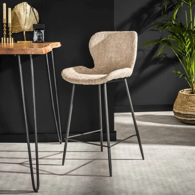 Afbeelding van Fraaai Verona barstoel 67 cm Boucle zand