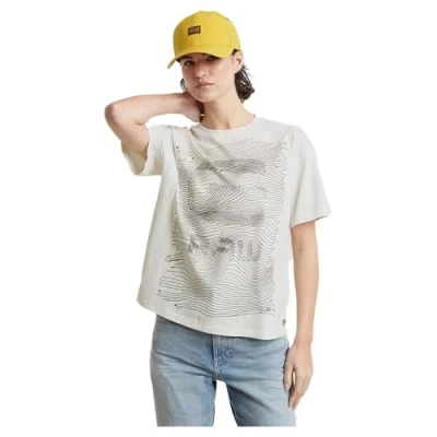 Afbeelding van G Star Embro Loose Tshirt print, Dames, Maat: Small, Lt chalk