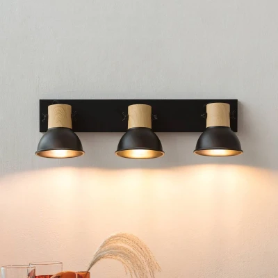 Afbeelding van Lindby buitenspot 3lichts ijzer H: 20.8 cm E14 zwart, hout