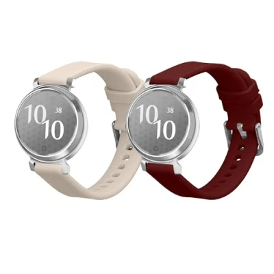 Afbeelding van kwmobile horlogebandje geschikt voor Garmin Lily 2 polsband Smartwatch bandje van TPU Activity tracker horloge band in beige / bordeauxrood
