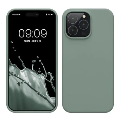 Afbeelding van kwmobile telefoonhoesje geschikt voor Apple iPhone 14 Pro Max Hoesje met siliconen coating Smartphone case in Regenwashed groen