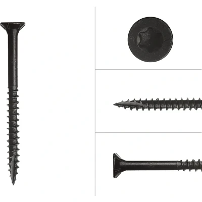 Afbeelding van Zwarte Schroeven Verzinkt 4 x 60 mm Torx 20 met Snijpunt Doos 100 Stuks