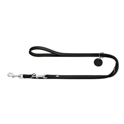 Afbeelding van HUNTER Comfort verstelbare hondenleiband, leer, eenvoudig, duurzaam, soepel, 2 x 200 cm, zwart