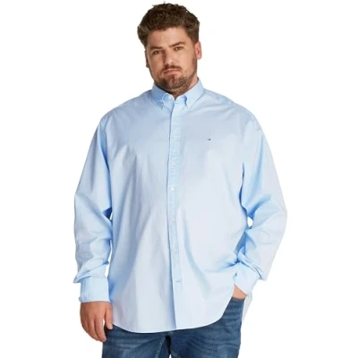 Afbeelding van Tommy Hilfiger heren Regular fit overhemd met logo in de kleur Lichtblauw, maat: 5XL