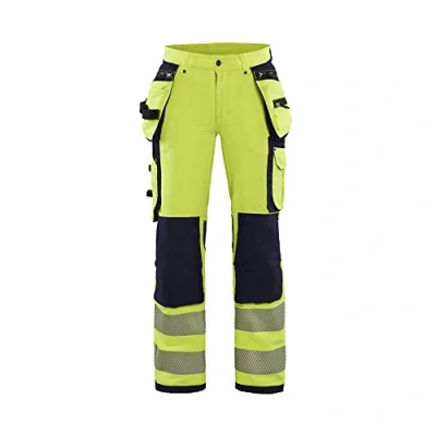 Afbeelding van Blaklader Dames High Vis 4 weg stretch werkbroek 7197 1642 Geel/Marineblauw C46