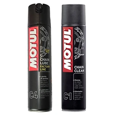 Afbeelding van Set PULISCI LUBRIFICA ketting MOTUL C4 Chain LUBE 400 ml C1 Clean