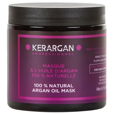 Afbeelding van Kerargan Masker met Arganolie voor Ondisciplineerd, Droog en Krullend Haar Voedt, Bestrijdt Kroezen, Ontwarrend Zonder Sulfaat, GMO, Minerale Olie 500ml