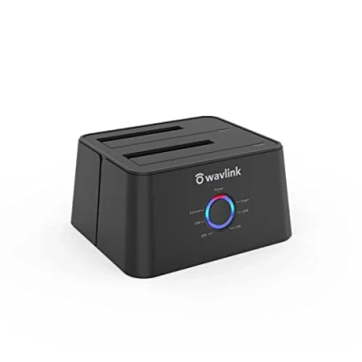Afbeelding van WAVLINK Dual Bay SATA naar USB3.0 / USB C Externe Harde Schijf Docking Station voor 2,5 of 3,5 inch HDD, SSD met Kopieer/Kloon Functie Zwart