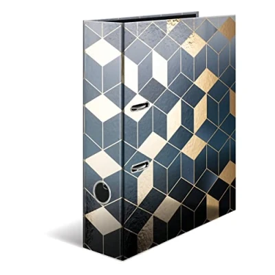 Afbeelding van HERMA 7056 ordner A4 GLANZvoll Cubes, 7 cm breed, motief van karton met glitter afwerking voor school &amp; kantoor, stabiele kinderringmap jongens en meisjes
