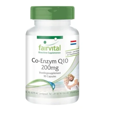 Afbeelding van Fairvital Co enzym Q10 200mg per capsule HOOG GEDOSEERD VEGAN 90 capsules ubiquinon, CoQ10, ubichinon 10 voedingssupplement