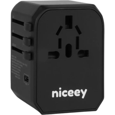 Afbeelding van Niceey Wereldstekker Universele Stekker Zwart