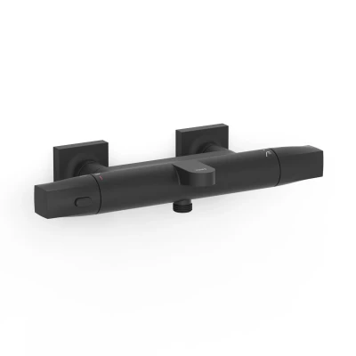 Afbeelding van Thermostatische Mengkraan Tres Over Wall voor Bad en Douche Mat Zwart