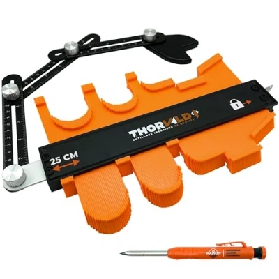 Afbeelding van NIEUW Contourmal 25 cm PRO + vastzetarm [+ MARKEERPOTLOOD voor WERKPLAATS FR HANDLEIDING] Gereedschap Contourmeter snijmal, met vergrendeling duplicator tegelvorm parketprofiel