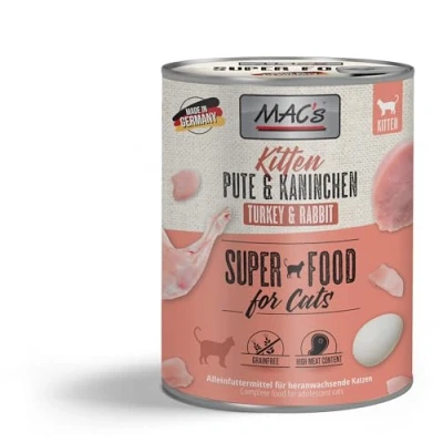 Afbeelding van Mac&#039;s Kattenvoer graanvrij Kitten Kalkoen &amp; Konijnen, 800g