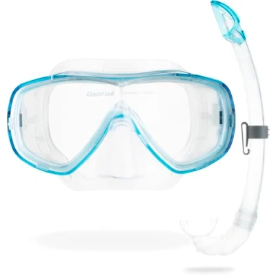Afbeelding van Cressi Onda Mare snorkelset Combo masker en voor snorkelen zwemmen, Transparant/Aquamarine, standaard