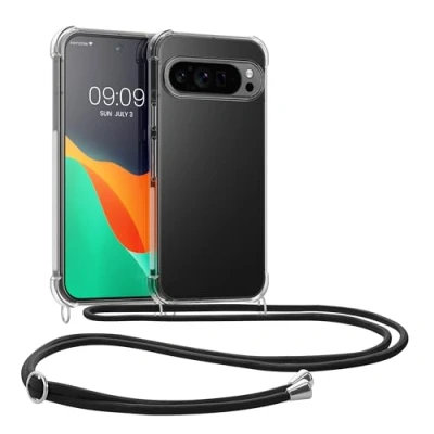 Afbeelding van kwmobile telefoonhoesje geschikt voor Google Pixel 9 Pro XL Hoesje met telefoonkoord Back cover in transparant / zwart