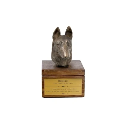Afbeelding van Malinois urn hond voor hondenas met beeldje gepersonaliseerde hondenurn
