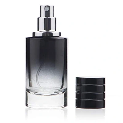 Afbeelding van Zénitude Glassworks 100ml glazen parfumfles gradiënt lege cilindrische fles met fijne nevel verstuiver (zwart)