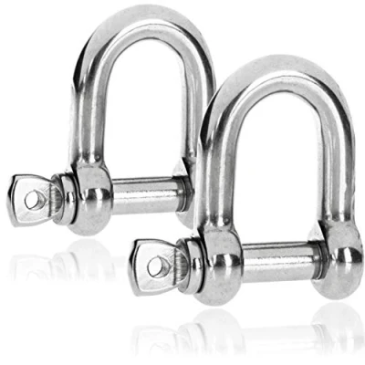Afbeelding van COM FOUR® 2x D vormige sluitingen grote karabijnhaken met schroefsluiting oogbouten RVS 304 10 x 60 mm (2 stuks vorm)