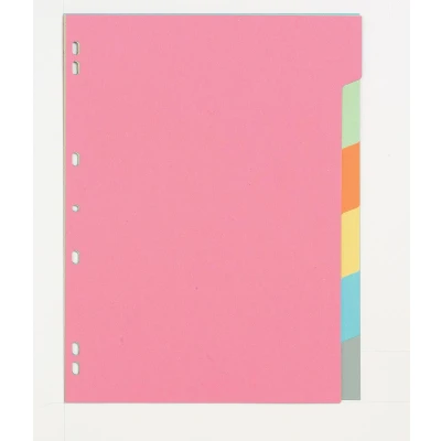 Afbeelding van Pergamy tabbladen ft A4, 11 gaatsperforatie, extra sterk karton, geassorteerde kleuren, 6 tabs