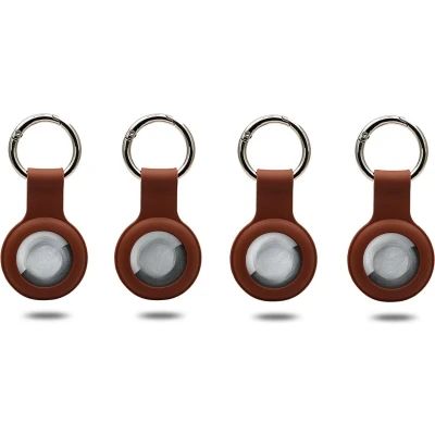 Afbeelding van 4 Pack Siliconen Hoesje geschikt voor Apple Airtag Sleutelhanger Hanger Bruin