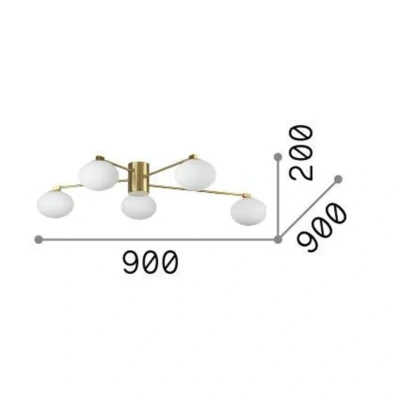 Afbeelding van Ideallux Ideal Lux Hermes plafondlamp, wit, 90 cm, 5 lamps, glas