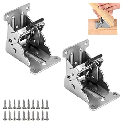 Afbeelding van Zelfborgende scharnieren, 2 stuks, poten, klaptafel, onzichtbare vergrendeling, uittrekbaar, tafel, scharnier, deur, kast voor werktafel, stoel