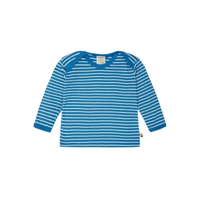 Afbeelding van loud + proud Uniseks kindershirt met lange mouwen, gestreept geribbeld shirt, azuur, 62 68