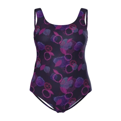 Afbeelding van Ulla Popken LEAF Print Badpak, Dames, Maat: 42/44, Black