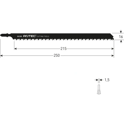 Afbeelding van Rotec Decoupeerzagen DC355 / T1044DP (VPE 2 stuks) 250 x 16 1.5mm 5200355 520.0355