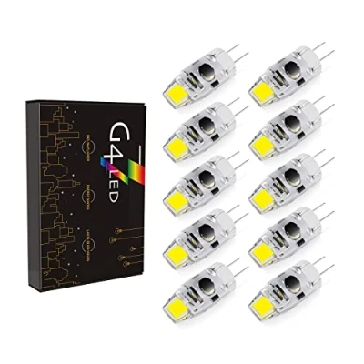 Afbeelding van G4 LED lampen, Dimbare 2W Cool white 6000K 180LM, vervangt 20W halogeenlampen, AC/DC 12 24V, kleine lampen Geen flikkering, pak van 10