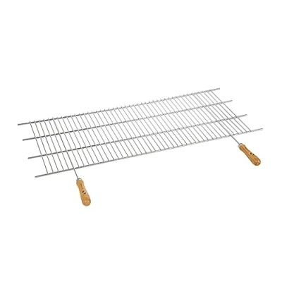 Afbeelding van SAUVIC 02480 100 x 40 cm Cut Out Grillrek met Houten Handvatten Zilver