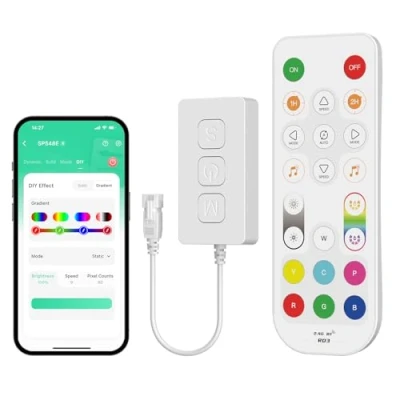 Afbeelding van PAUTIX SP548E Ledcontroller, wifi/bluetooth, geschikt voor Alexa, WS2811 WS2812, adresseerbare droomkleuren, ledstrip, pixel 5V 24V, app/RF afstandsbediening (niet RGB ledstrips zonder IC)