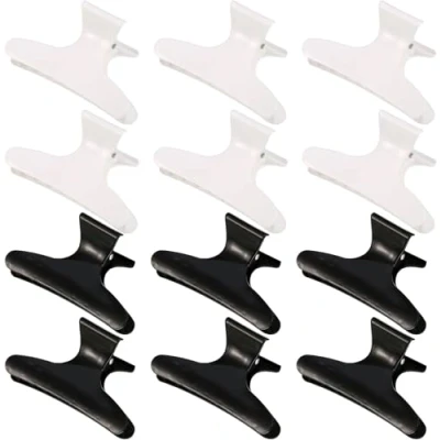 Afbeelding van 12 Stuks Vlinder Kapper Klemmen Salon Haar Klauw Klem Zwart Wit Clip Haarspeldjes