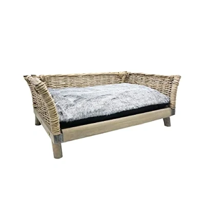 Afbeelding van UNUS Animals hondenbed, hondenmand van wilgentenen met kussen, wasbaar, ook als kattenbed of kattenmand