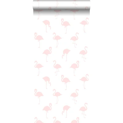 Afbeelding van Leen Bakker ESTAhome Behang Flamingo&#039;s Licht Roze En Wit 53cm X 10.05 M Vlies