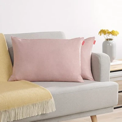 Afbeelding van Blumtal Chenille Kussenslopen Set van 2 Zacht en met Blinde Rits Kussenhoes 40 x 60, Dusty Pink Roze