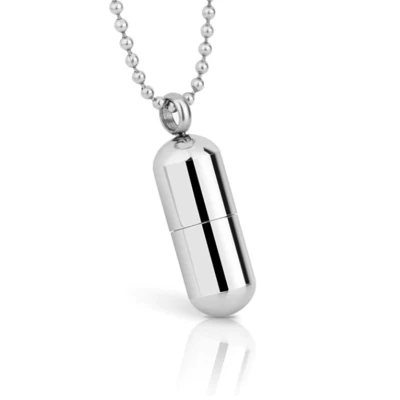 Afbeelding van LGT Jewels heren ketting Edelstaal Pill Case Zilverkleurig